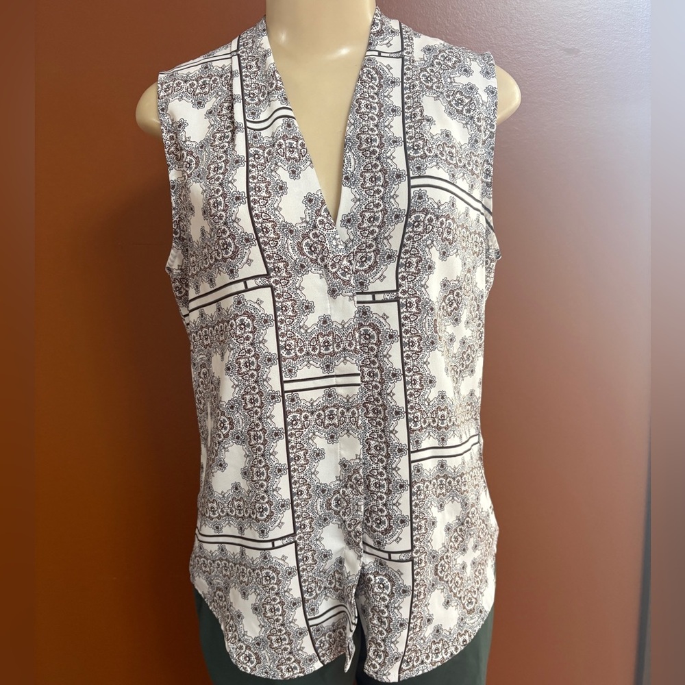 Le Chateau Black and White Patterned Blouse